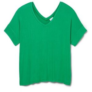 3/$10 CAbi Green V-Neck Short Sleeve Tee